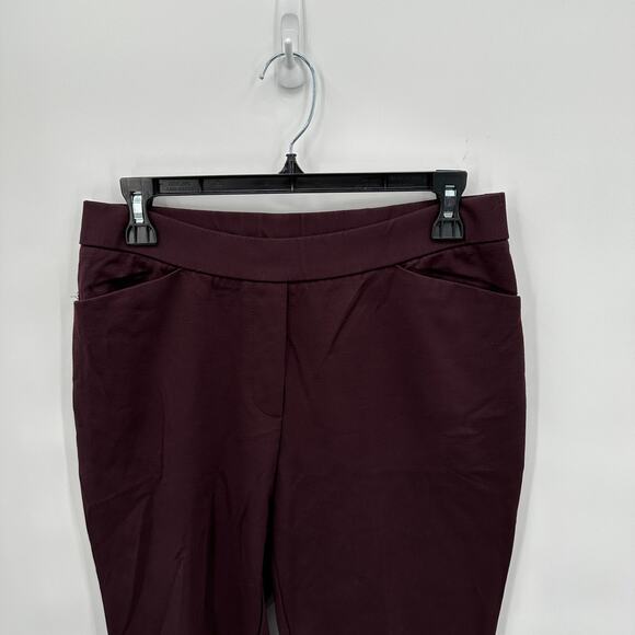 J. JILL Plum Purple Ponte Slim Leg Elastic Waist Stretch Pants // S - Picture 2 of 7